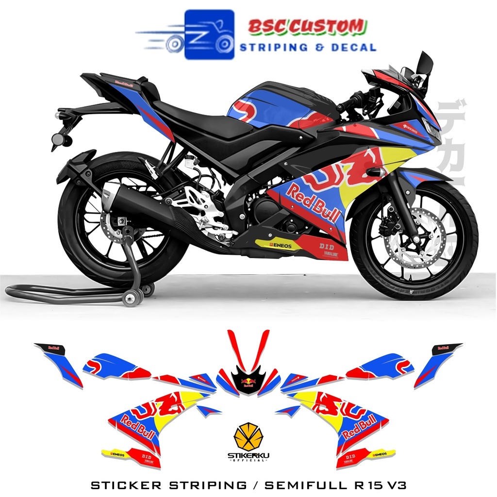 Jual STRIPING R15 V3 SEMIFULL / R15 V4 MOTIF 3 REDBULL / SEMIFULL R15 ...