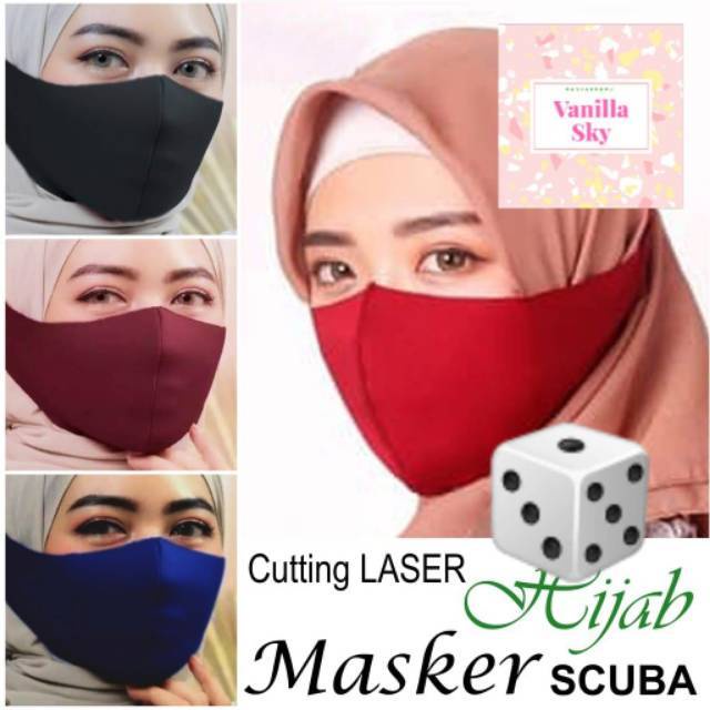 Jual Masker HIJAB / Muslimah Bahan Kain SCUBA Warna POLOS Cutting LASER ...