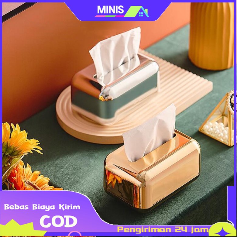 Jual 【Local Delivery】Cahaya Mewah Logam Modern Kotak Tisu Tempat Tisu