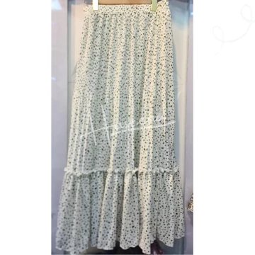 Haseena Rok Susun Rempel Plisket Zeina Motif Polkadot Emas Mini Tabur Skirt Ruffle Wanita