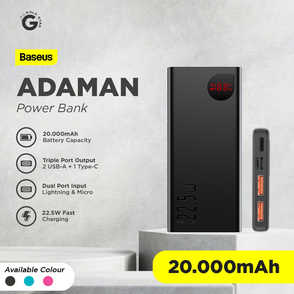 Jual Baseus Power Bank Adaman Fast Charger cable