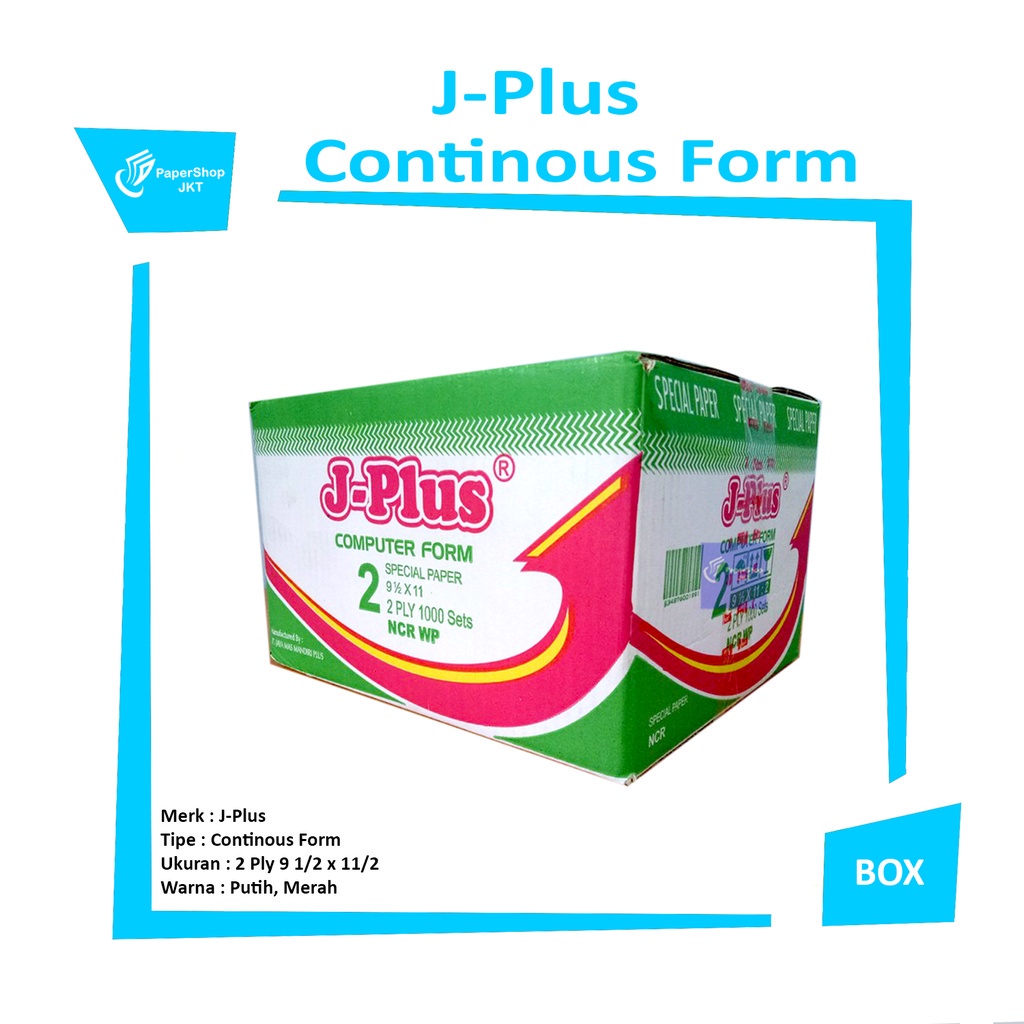 Jual J-PLUS - Continous Form 2 Ply 9 1/2 x 11 Ncr Kertas Komputer -1 ...