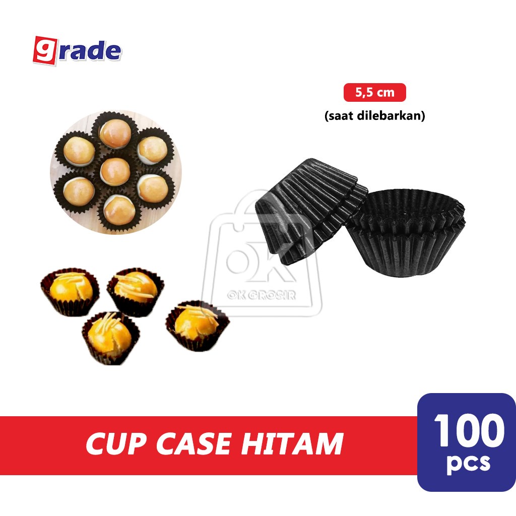 Jual Cup Case Nastar Hitam GRADE 5,5cm Cake Case Glassine (Repack ...