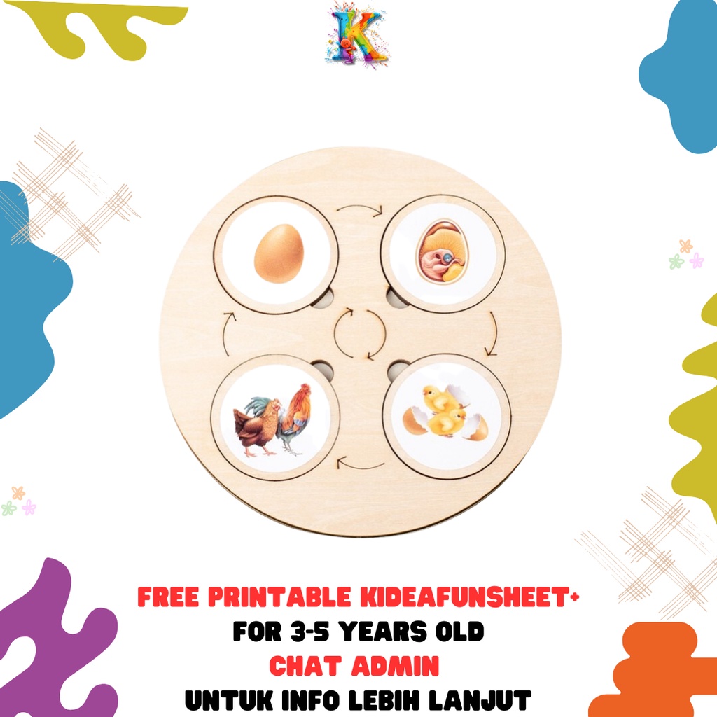 Jual Wooden Montessori Life Cycle Board Set Mainan Pengenalan Lingkaran ...
