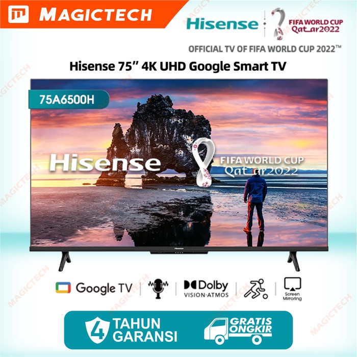 Jual TV LED HISENSE 75 INCH / 75" 75A6500H SMART GOOGLE TV 4K UHD DOLBY ...