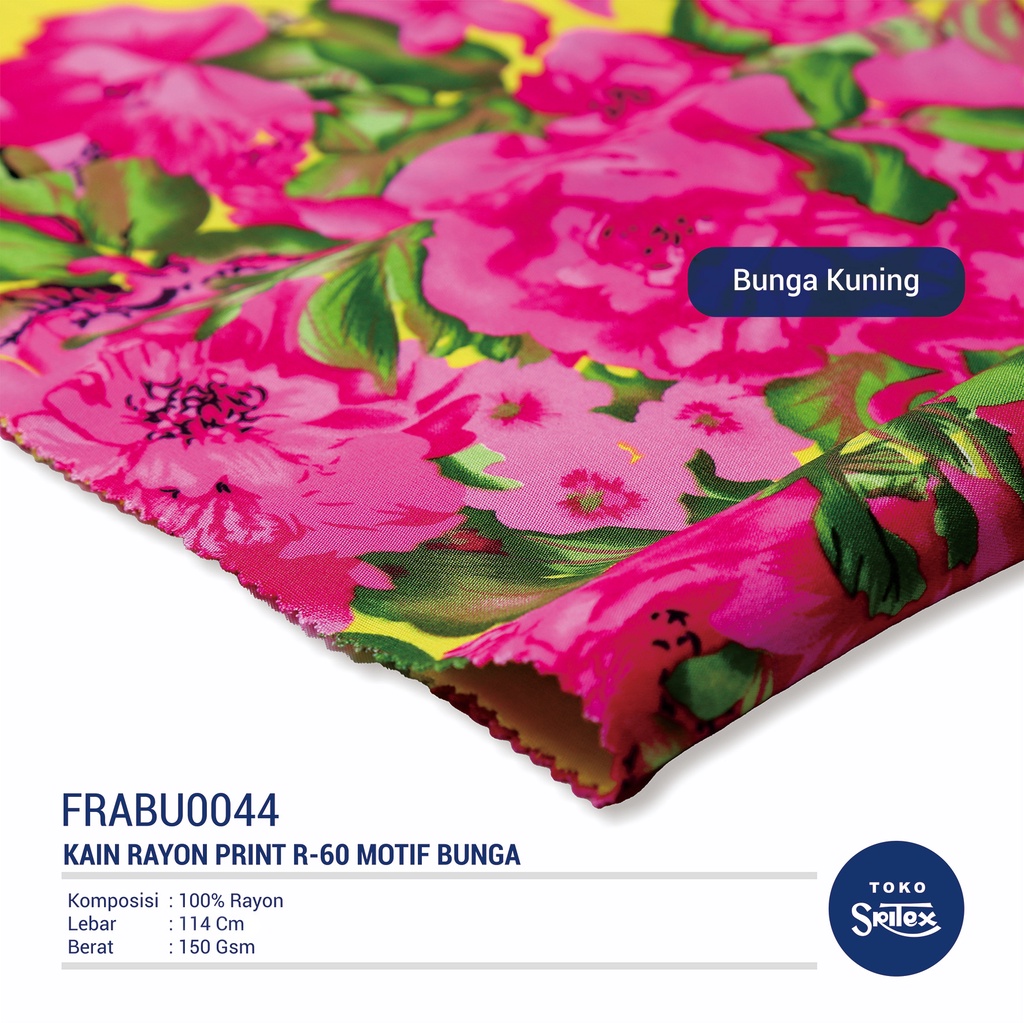 Jual Toko Sritex Kain Rayon Print Bunga 0044 Premium Ekspor, R60. Harga ...