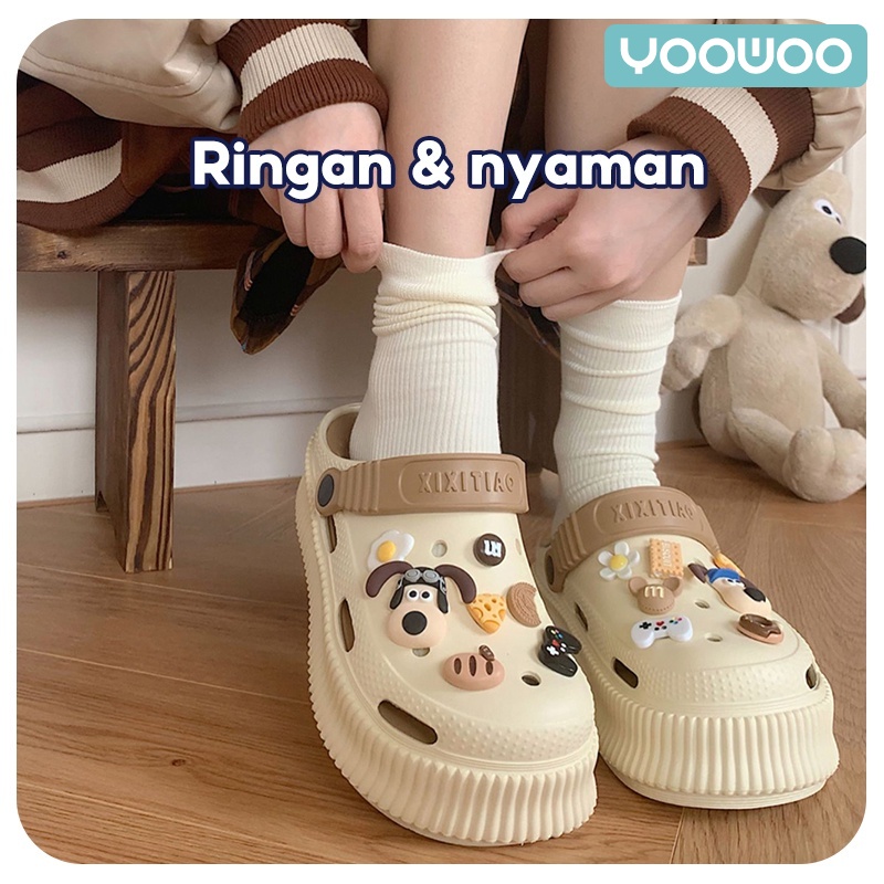 Jual YooWoo Sandal Bapao / Sandal Jibbitz / Sandal Slop Wanita / Sandal ...
