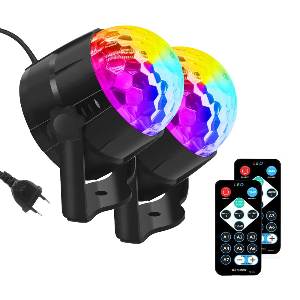Jual LED Disco Ball DJ Stage Lights 7 Colors Rotating with Plug Remote ...