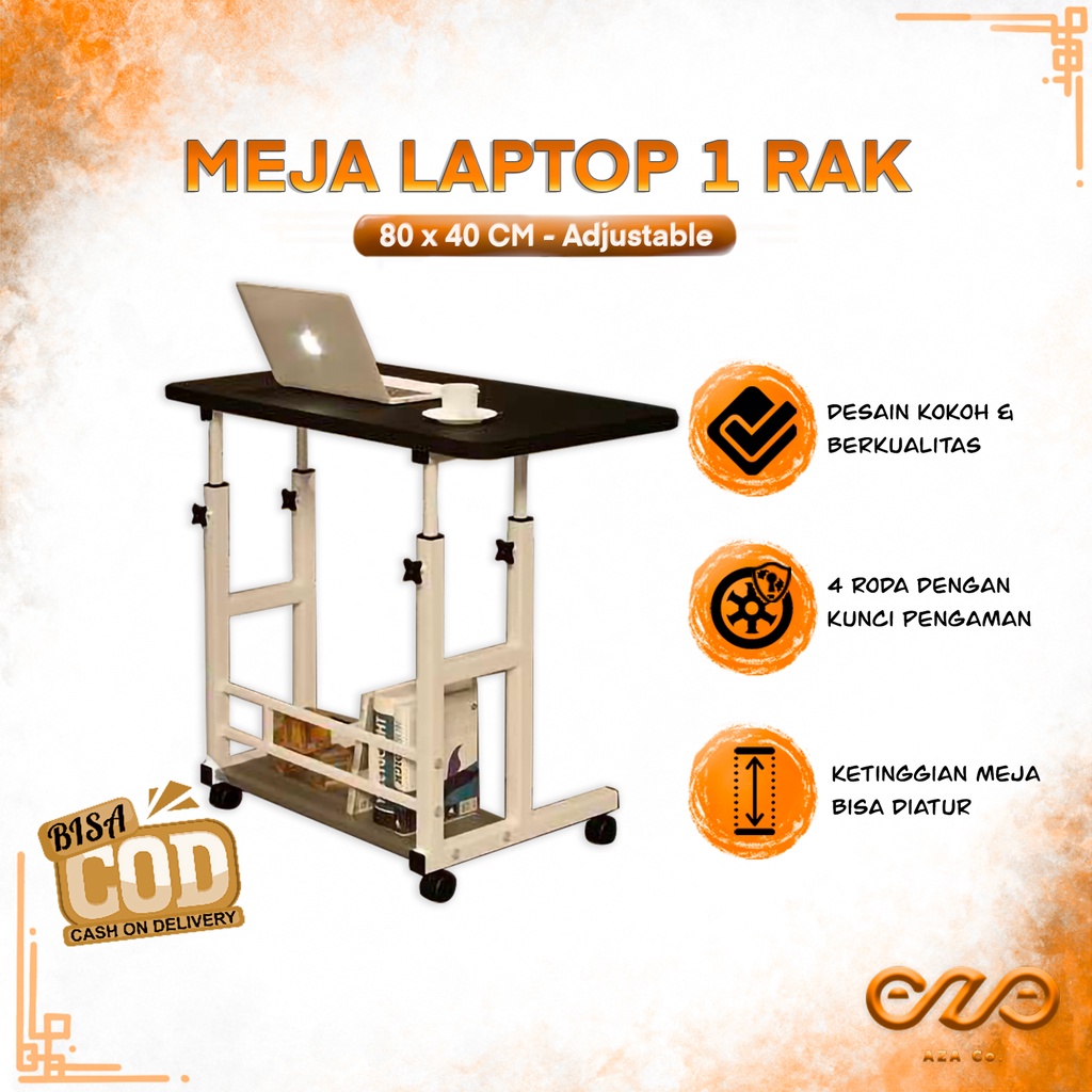 Jual Meja Laptop Kerja Ketinggian Bisa Diatur Dengan 1 Rak & Roda Study ...