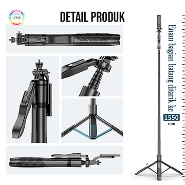 CIJI CJPG L16S Tongsis Tripod Bluetooth 3in1 Selfie Stick Remote Control Tripod Untuk HP Kamera