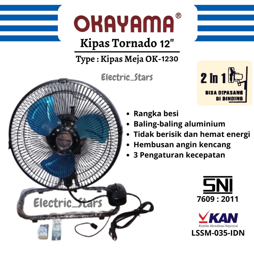 Jual Kipas Angin Besi Tornado 2 In1 Meja Dan Dinding 12 Inch Okayama Shopee Indonesia 4981