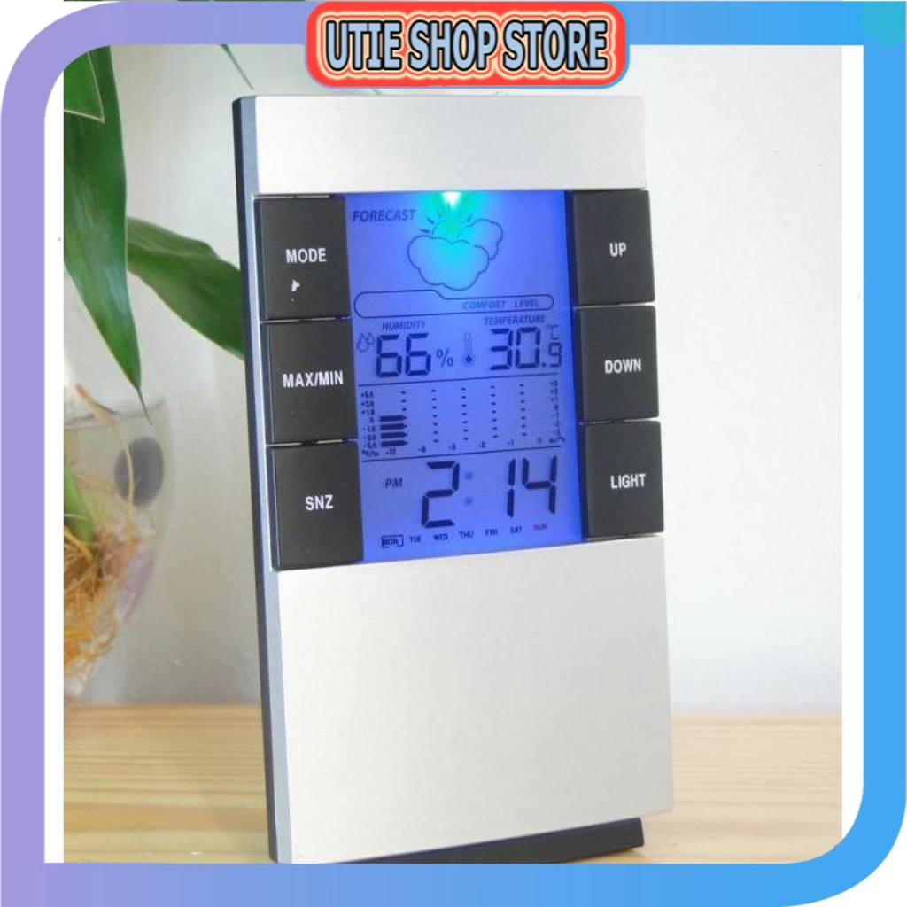 Jual UTIE STORE - Weather Station Humidity Temperature Alarm Desk Clock ...