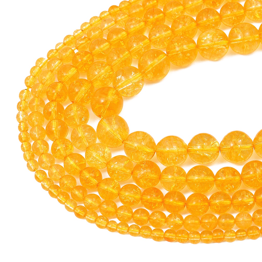 Jual 1strand AAA Kualitas Alami Citrine Crystal Kuning Kuarsa Bulat ...