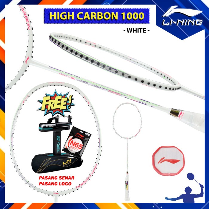 Jual Raket Badminton Original Lining High Carbon HC 1000 HC1000 White