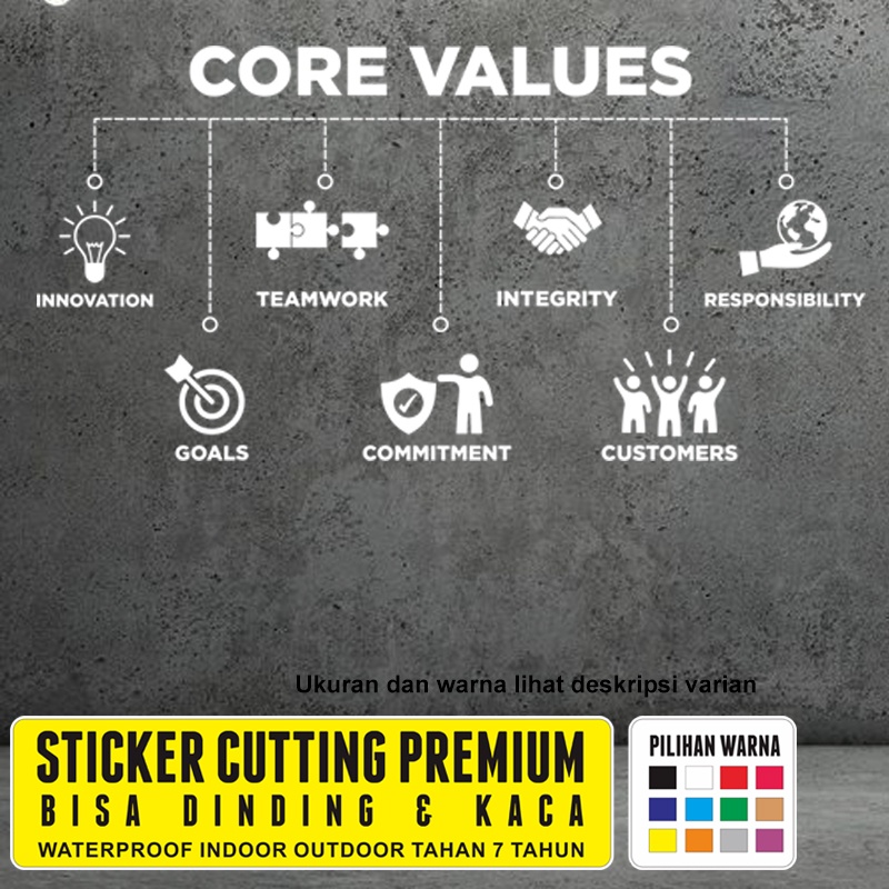 Jual Wall Sticker Dinding Kaca Kantor Core Values Cutting Stiker Decal ...