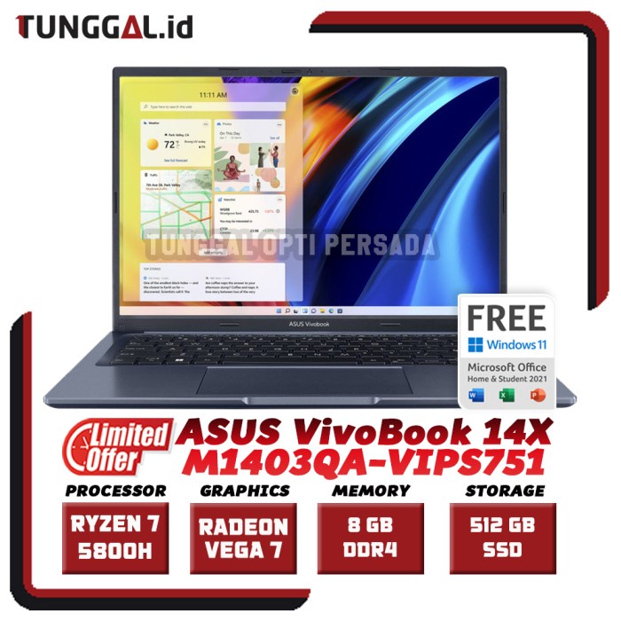 Jual ASUS Vivobook 14X VIPS751 RYZEN 7 5800H VEGA 7 14