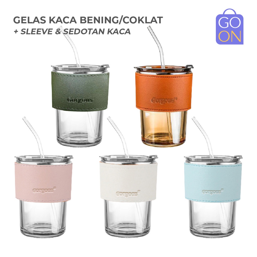 Jual Gelas Kaca Beningcoklat Estetik Tumbler Dengan Sedotan Tahan Panas Food Grade 7817