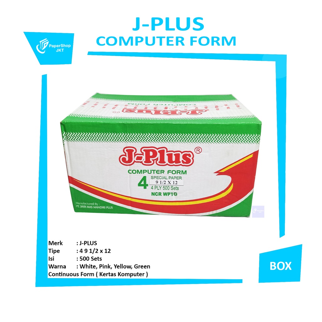 Jual J-PLUS - Continous Form 4 Ply 9 1/2 x 12 NCR Kertas Komputer - Box ...