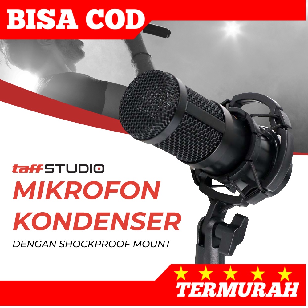 Jual Taffstudio Mikrofon Kondenser Studio Dengan Shockproof Mount Bm Black Black