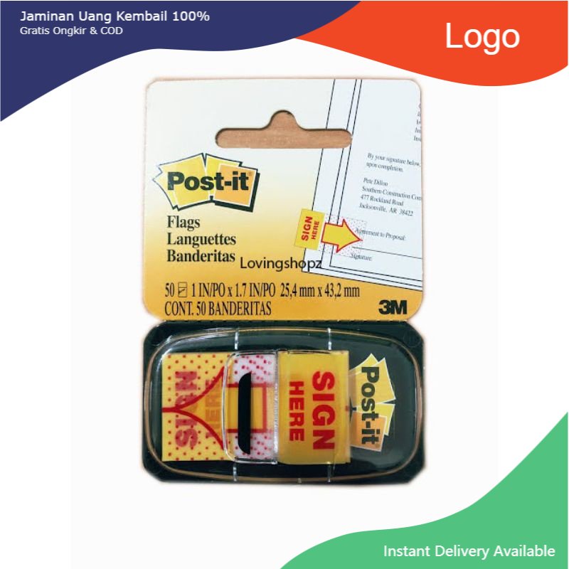Jual Post It Sign Here 3M / Sticky Note Sign Here | Shopee Indonesia