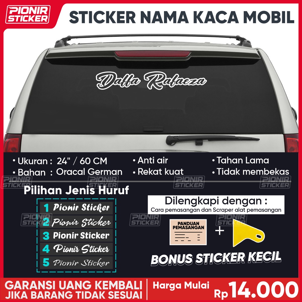 Jual Stiker Nama Custom Kaca Mobil Cutting Sticker | Shopee Indonesia