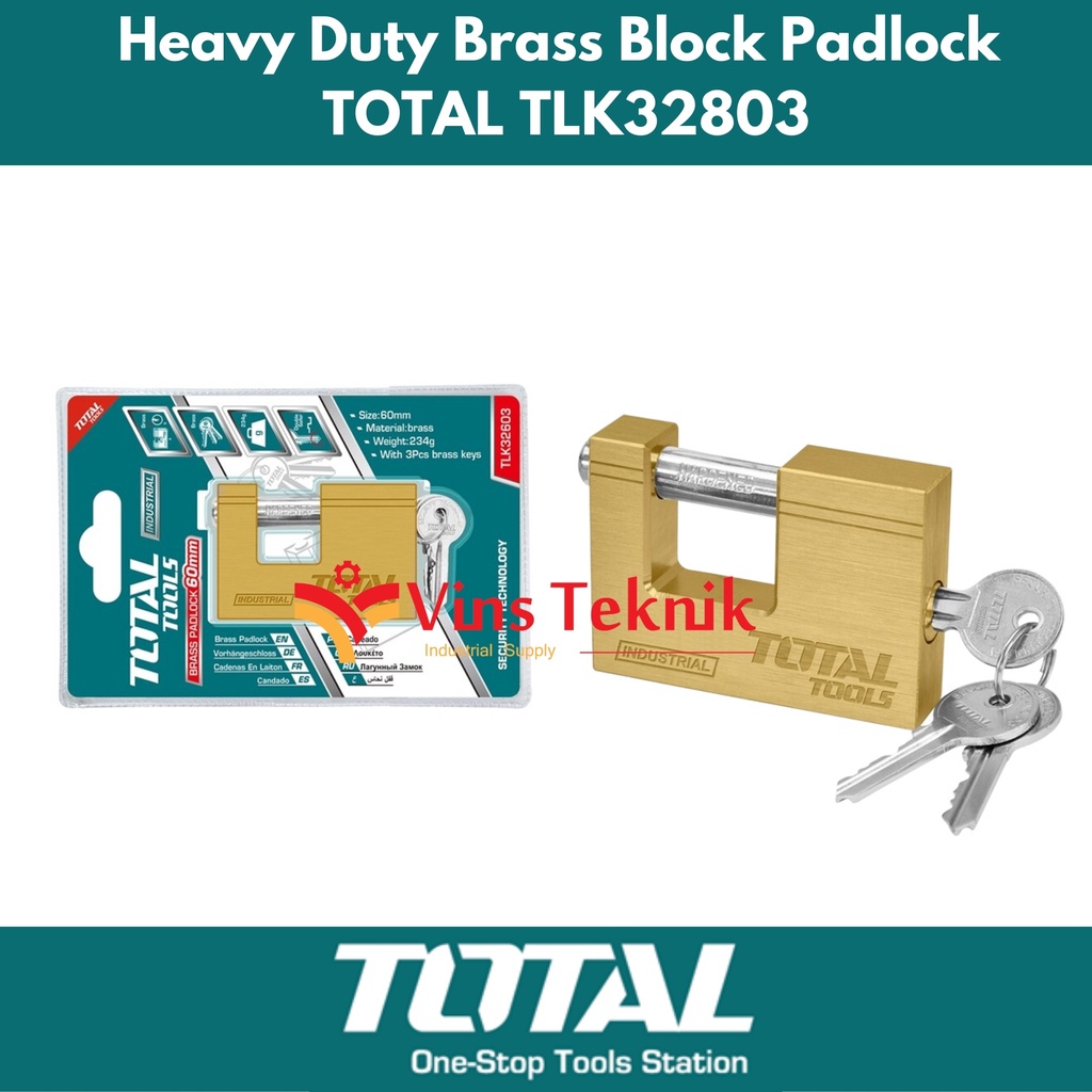 Jual TOTAL TLK32803 Heavy Duty Brass Block Padlock GEMBOK KUNINGAN 80MM ...
