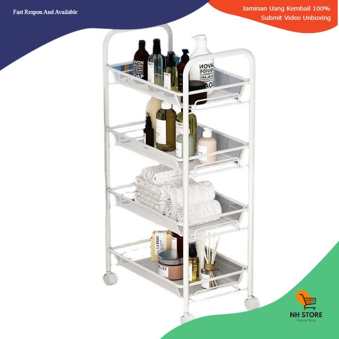 Jual Rak Trolly Roda Tray Wheel Rack 4 Susun A963 - Putih | Shopee ...