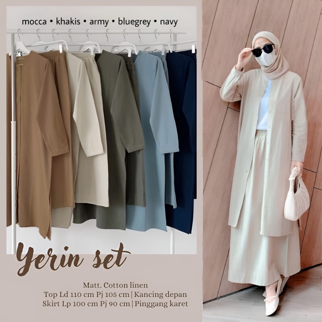 Jual Vallina Outfit Yerin One Set Linen Rami Setelan Wanita Remaja