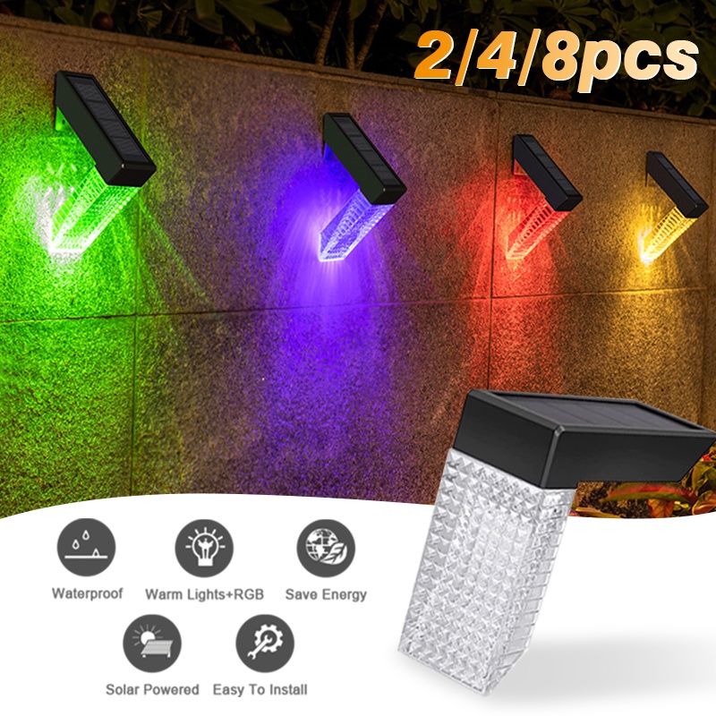 Jual Led RGB Solar Wall Light Outdoor Waterproof Lampu Dek Tenaga Surya ...