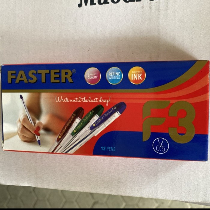 Jual Bolpen Faster F3 0.5mm / Pulpen Faster F3 / Bolpoint Bulpen Faster ...