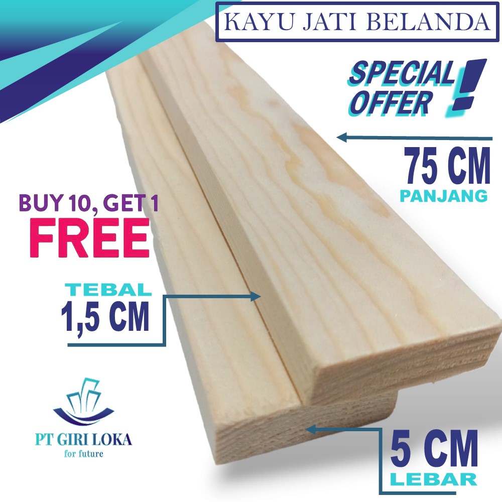 Jual Kayu Jati Belanda Pinus Papan Halus Ukuran 3x5x75cm 100 120 100cm