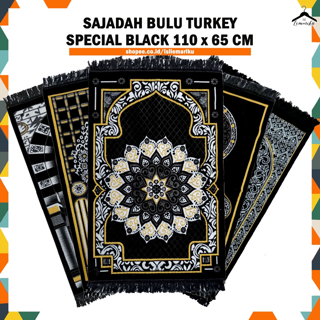 Sajadah Bulu Turkey ARMAAN Besar BLACK 110 x 65cm neww