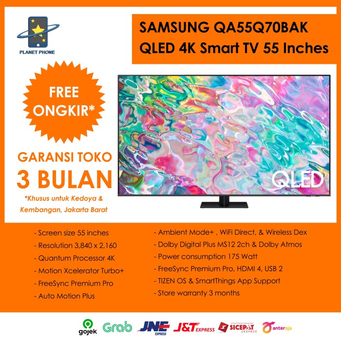 Jual SAMSUNG QA55Q70BAKXXD QLED 4K SMART TV DIGITAL 55 INCH (2022