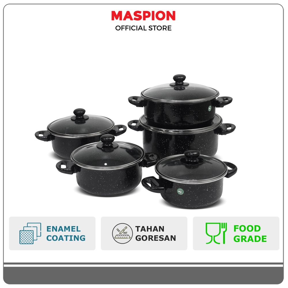 Jual Maspion Panda Panci Set Enamel Marbel dengan Tutup Kaca Tipe 155 ...