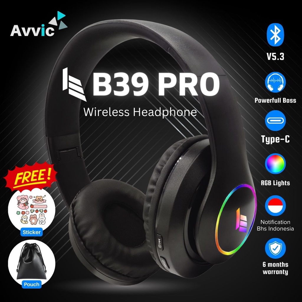 Jual AVVIC B39 PRO Headphone Bluetooth Wireless Headset Bando Super ...