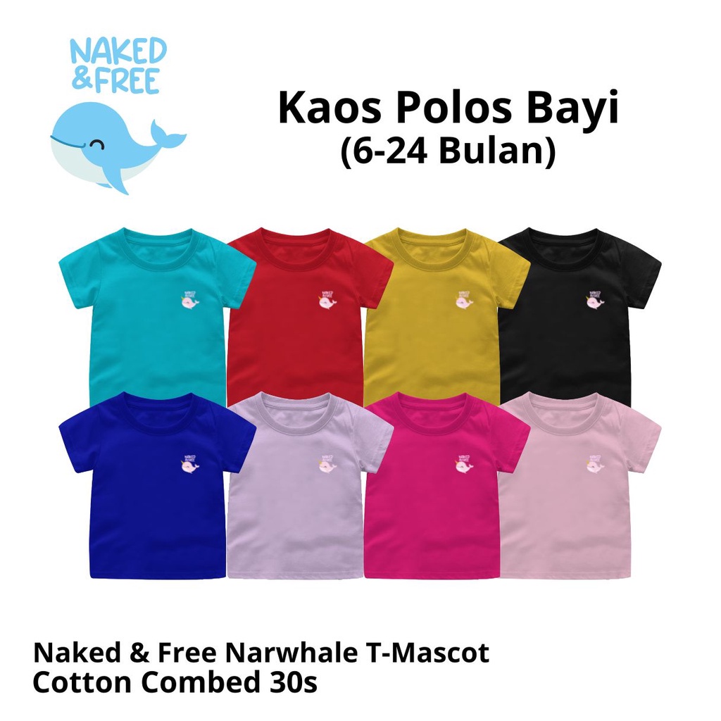 Jual Naked Free Kaos Basic Bayi Untuk Bulan Bahan Katun Combed S Tersedia Warna