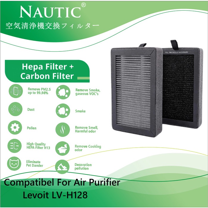 thumbnail image 2 of 8-Pack LV-H128 Replacement Filters For Levoit LV-H132 Air Purifier – HEPA + Activated Carbon 2 of 6