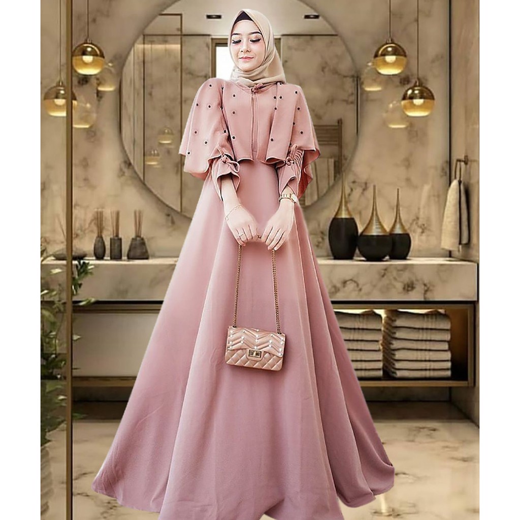Product image COD ⭐️ Caca Dress Gamis Maxy Muslim Premium Cape Mutiara Fit L ⭐️⭐️ Carita Maxy / Sabrina Gamis  / Fashion Gaun Maxi Wanita Pesta Kondangan Kekinian