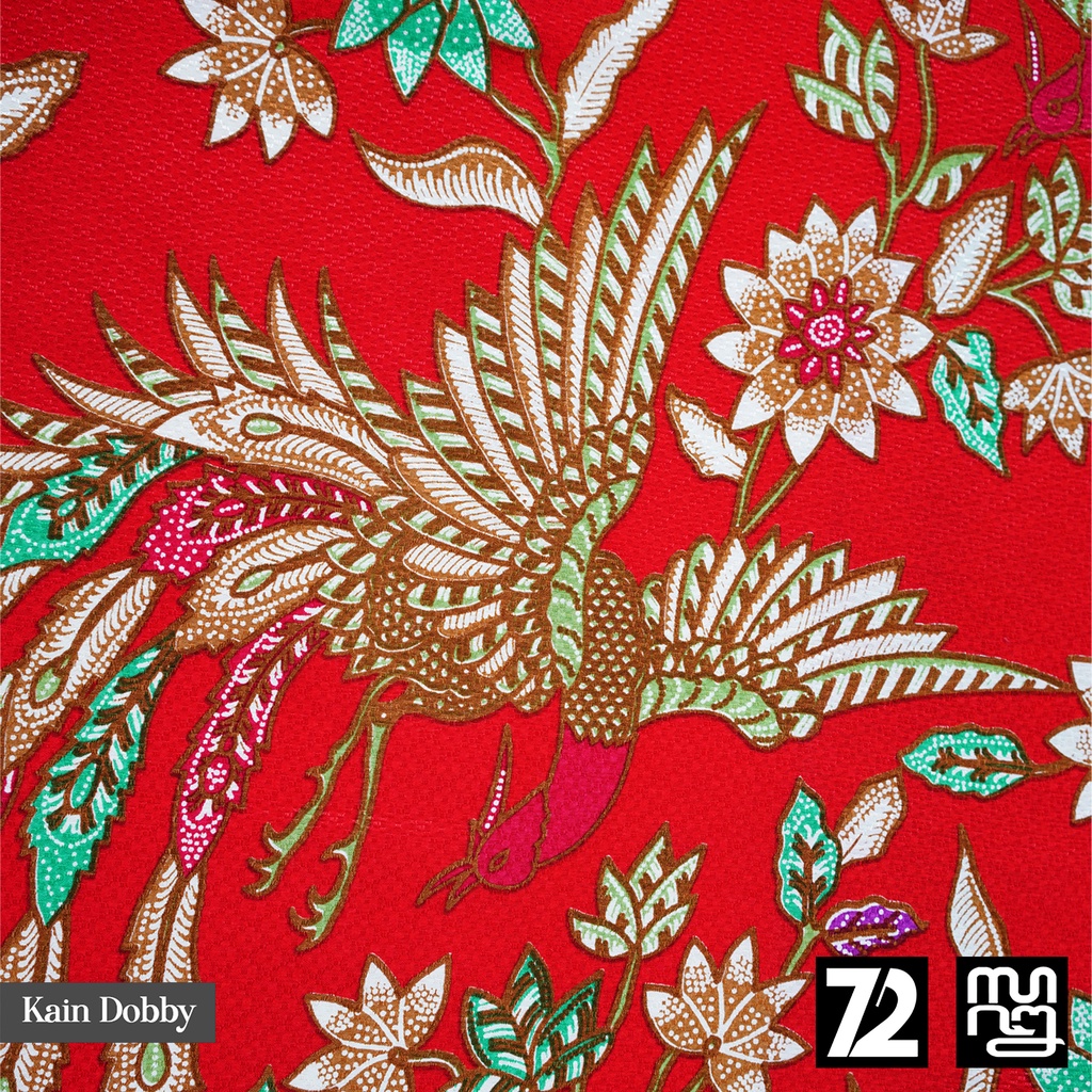 Jual Kain Batik Premium Dobby Motif Burung Cendrawasih Warna Merah