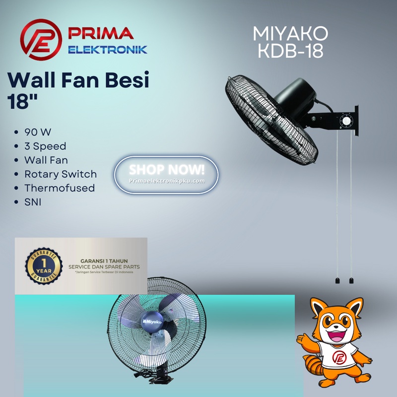 Jual Kipas Angin Dinding Besi Miyako KDB-18 Industrial Wall Fan 18 Inch ...