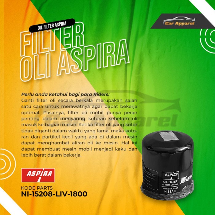 Jual Oil Filter Ninja 250 Fi Yamaha R25 Kawasaki ER6 Aspira MI-15208 ...