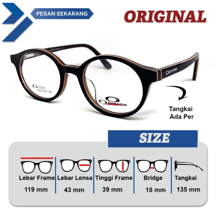 Jual FRAME KACAMATA PRIA / WANITA ORIGINAL ORLANDO 3256 SIZE KECIL ...