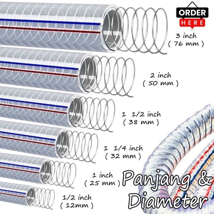 Jual Spring Hose 2 inch PVC Steel Wire Selang Bening Kawat Spiral ...