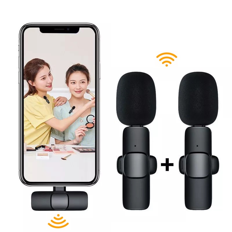 Jual MIKROFON BLUETOOTH MIC WIRELESS SMARTPHONE CLIP ON VLOG LAVALIER