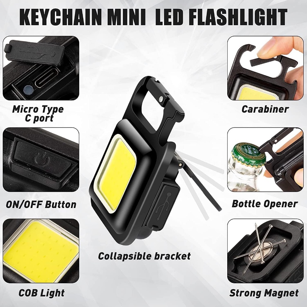 Jual Mini Senter COB Rechargeable Keychain Led Senter Saku Portabel ...