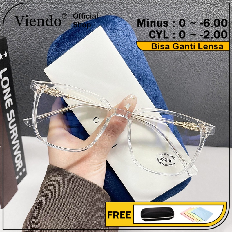 Jual Viendo Frame Kacamata Minus Anti Radiasi Blueray Photocromic Wanita Pria Cowok Bluecromic