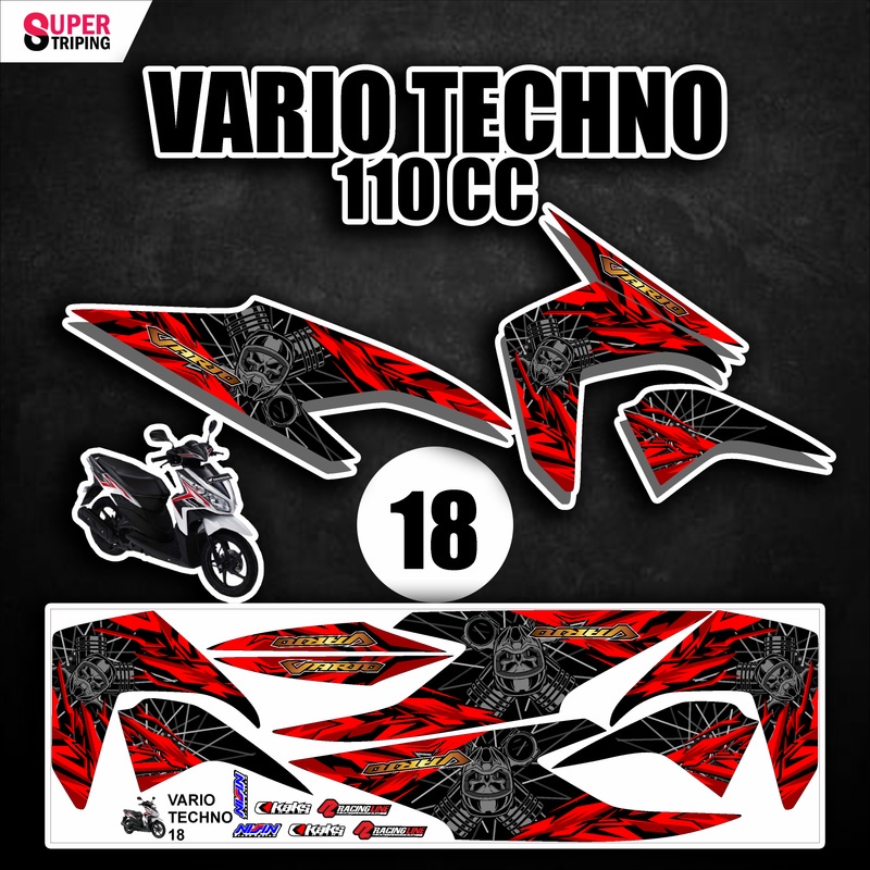 Jual STICKER VARIO TECHNO 110 Varian 18 - Desain Striping List Lis