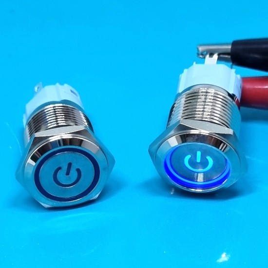Jual 16mm 5Pin 3-12V Blue LED Push On Push Off NO NC Stainless Steel ...