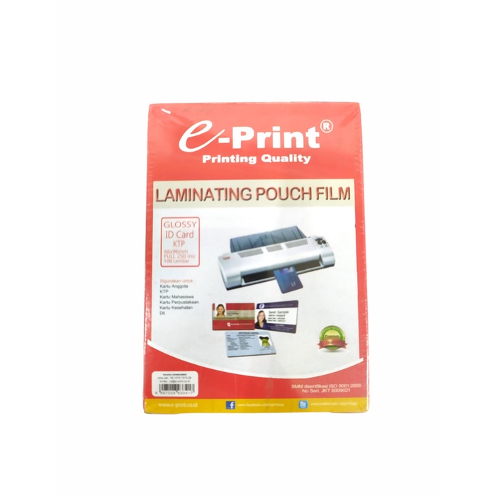 Jual E Print Plastik Laminating Pouch Id Card Ktp 250 Micron 100 Lembar