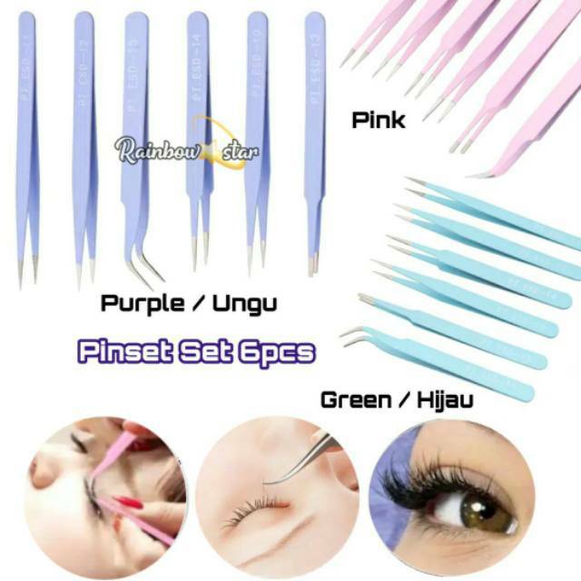 Jual Pinset Set 6pcs / Pinset Eyelash Extension / Pinset Serbaguna ...